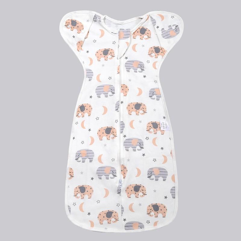Baby Cotton Swaddle Blanket Newborn Sleep Sack Wrap Arms Up Design Stretchable Sleeves