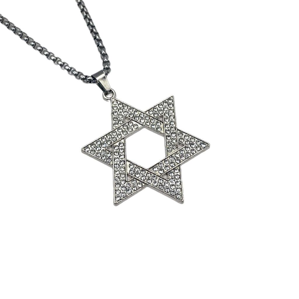 Hip Hexagram Titanium Steel Pendant Necklace Tide Chain Cool Mesh Sweater Chain Accessories