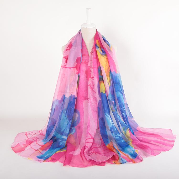 Versatile Chiffon Scarf: Autumn/Winter Women's Sun Protection Shawl, Extra Large Korean Style Beach Towel, Long Gauze Wrap