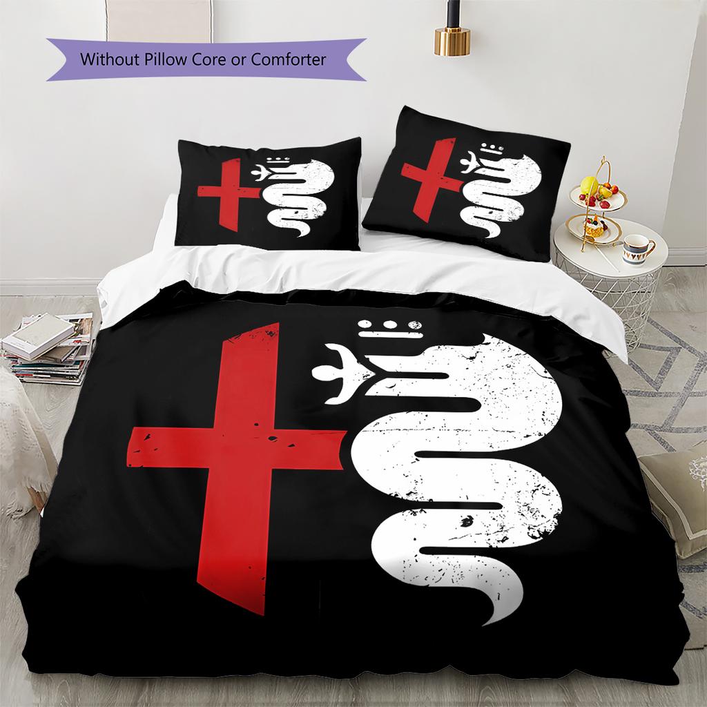 Alpha Romeo Pattern Bedding,Quilt Set Quilt Cover Pillowcase Home Birthday Gift (1 * Duvet Cover + 2 * Pillowcase, Without Core)