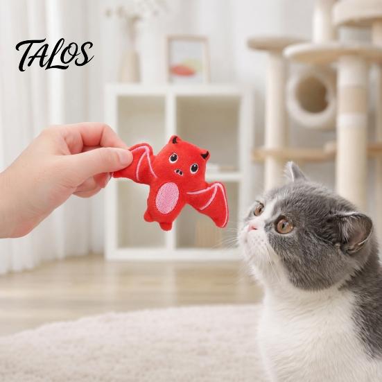 Plush Cat Toys Durable Halloween Pumpkin Catnip Toy for Cats, Bat Ghost Spider Kicker with Long Lasting Bell, Chewing Play Kittens, Stress Relief