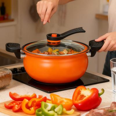 Cooking Pot Large Deep Cookware with Visible Lid Induction Pot Saucepan with Handles for Gas Ceramic Home Kitchen Restaurant