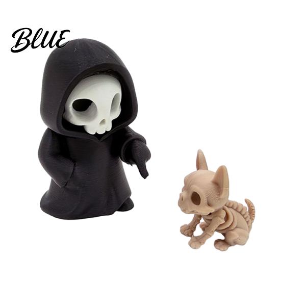 Dark Fantasy Decoration Mini Grim Reaper Statue 3D Printed Halloween Skull Statue Figurine for Tabletop Desk Shelf Home Decor