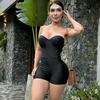 D25Rp583 Amazon Cross-Border European and American Style New Solid Color Slim Fit Sexy Strapless Backless Tight-Fitting Jumpsuit Shorts