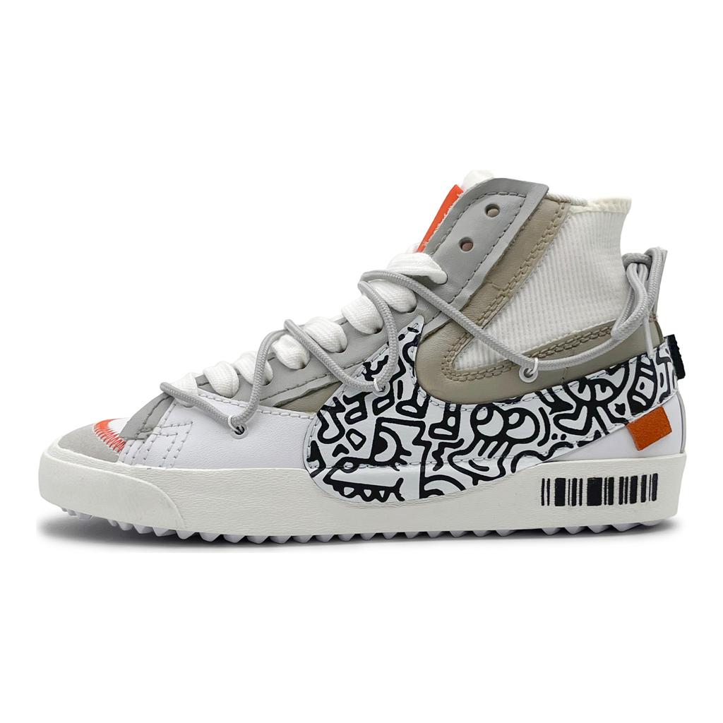 Nike Blazer Leather Slip Resistant Abrasion Resistant High Top Skateboard Shoes Unisex White Black DD3111-100(Team131-)