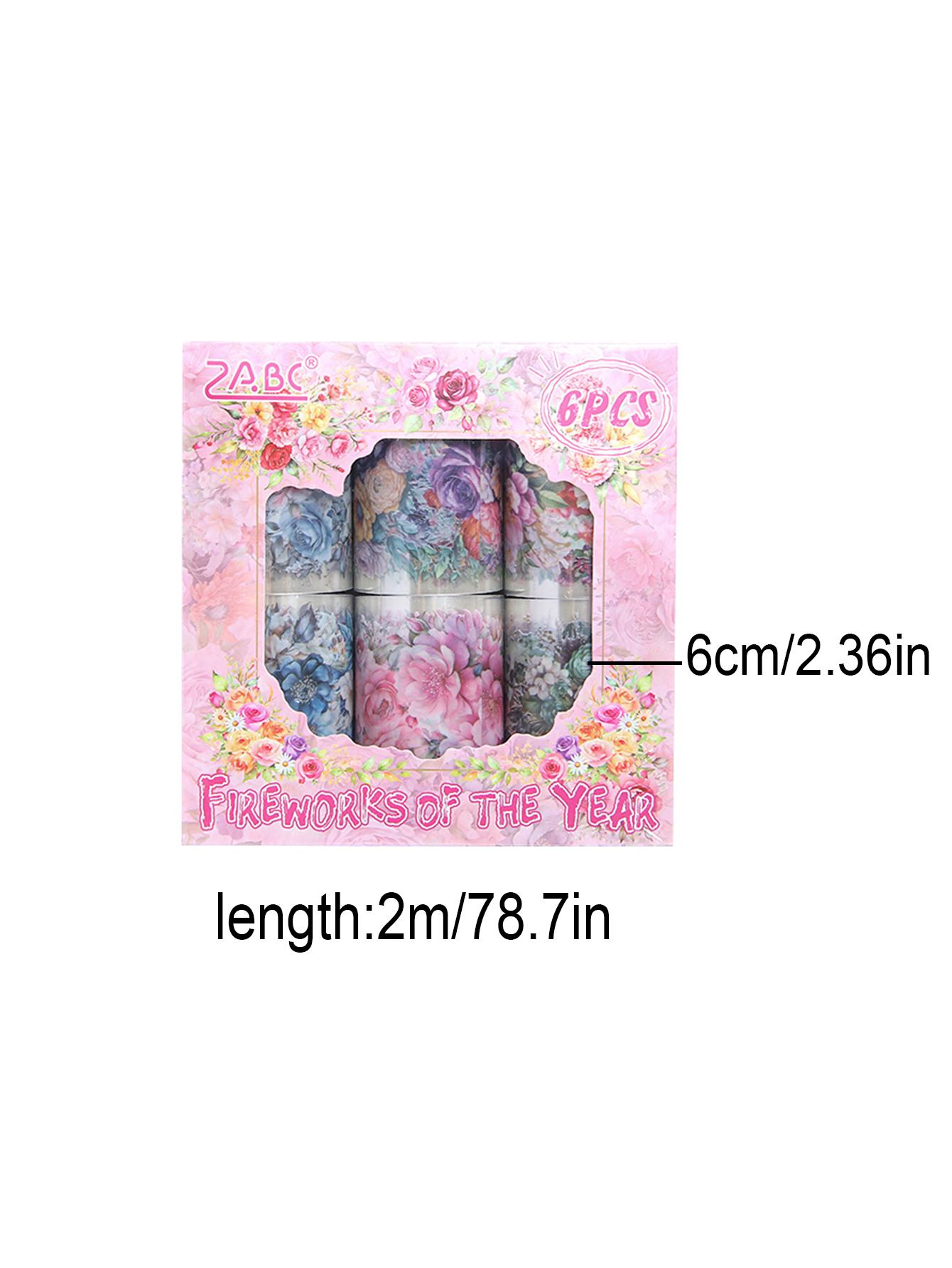 

6 rolls/box, elegant floral Pattern PET stickers, suitable for DIY photo frames, manuals, and gift box decoration, stylish beaut