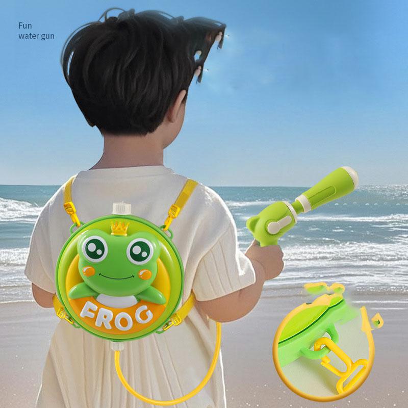 Children's backpack water gun toys 1pcs summer pull-out bared water gun beach water fight water play toy spray gun