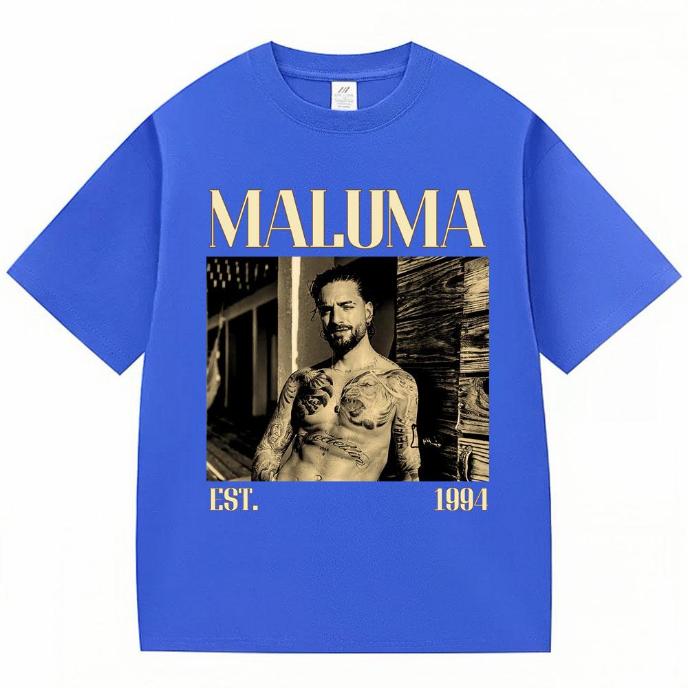 T-shirt Grafiche Rapper MALUMA da Uomo Hip Hop Stile Vintage Manica Corta Moda Gotica Cotone Oversize