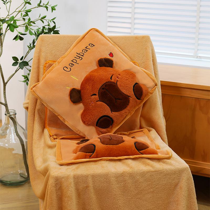 3D Pop-up Capybara Blanket & Pillow: Multi-functional Plush Sofa Throw for Office or Home
