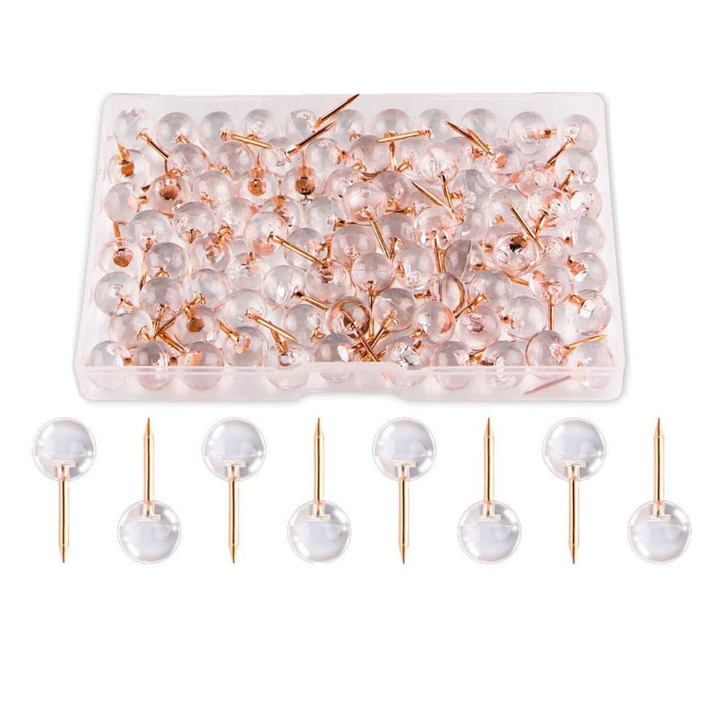 100pcs Push Pins Transparent Ball Push Pins Fixed Pins Press Pins Suitable for Home Office and Craft Projects with Box