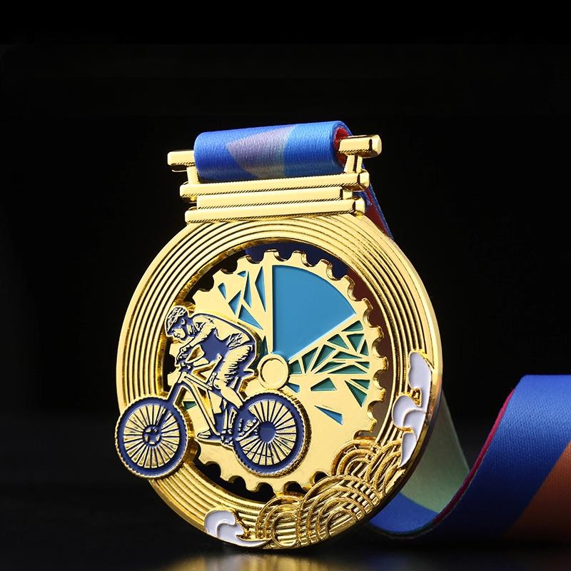 Customized Metal Medal For Cycling Competition Gold Silver Bronze Honor Team School Activity Home Decoration Neck Hanging 1Pc