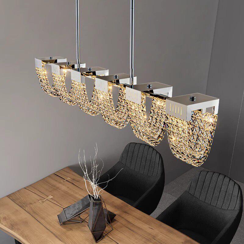 Lámpara de Araña de Cristal Cromado de Lujo Lámparas de Techo Led para Villa Sala de Estar Comedor Dormitorio Decoración del Hogar Posmoderna