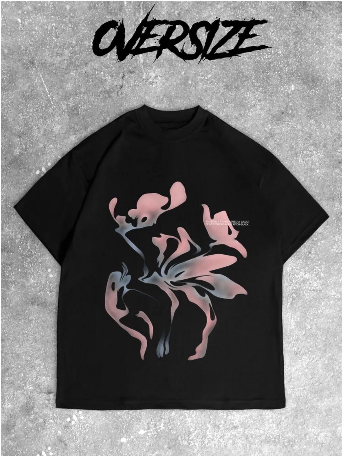 Шикарная хлопковая футболка оверсайз Свободный крой короткие рукава стильный европейский и американский дизайн L чёрный 1180₽