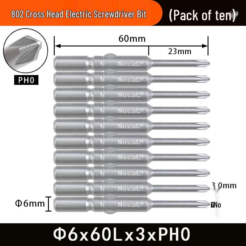 Nigao 802 Magnetic S2 Steel Electric Screwdriver Bit, 6mm, 60/80mm Length