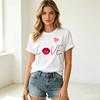 LOVE Red Lips Pink Heart Print T Shirt Women Romantic Slogan Graphic Short Sleeve Valentine Casual Summer Tee