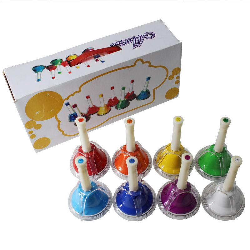 Chocalhos de Campainha de Oito Tons Orff de Alta Qualidade para Crianças Pequenas - Instrumentos Musicais Infantis para Desenvolvimento de Tom