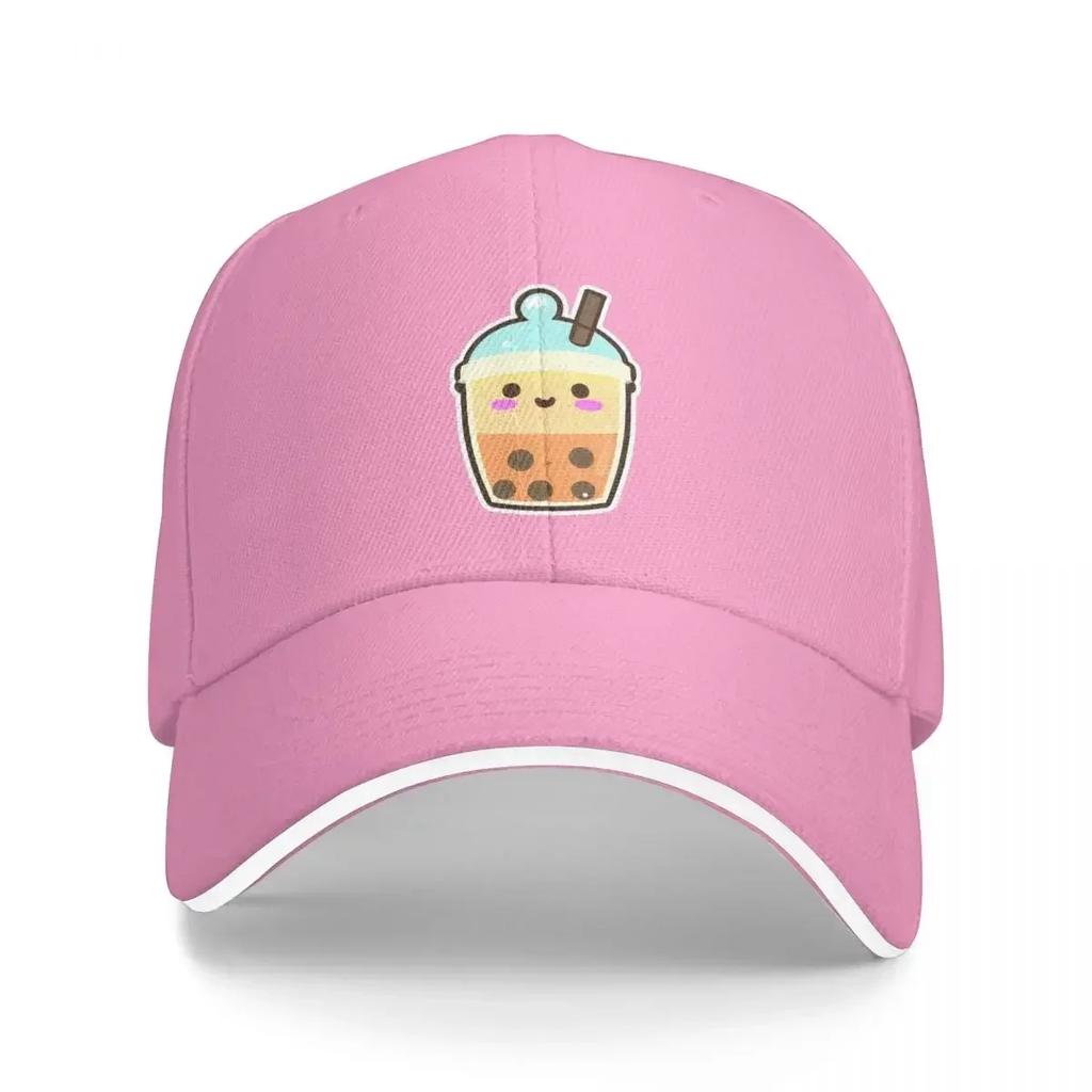 New Cute Happy Kawaii Bubble Tea Cap Casual Baseball Caps Adjustable Hat Summer Unisex Baseball Hats Customizable Polychromatic