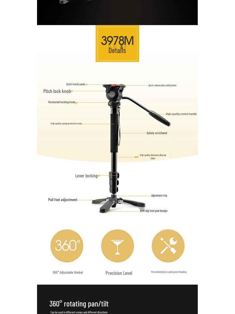 Weifeng 3958M Portable DSLR Monopod, Trekking Pole and Camera Support for Travel and Weddings