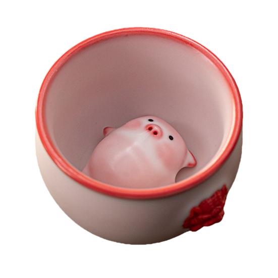 Liegendes Schwein Bubble Tea Tasse Handgefertigte Keramiktasse mit lustigem Blasenblas-Schwein Tee-Haustier Einzigartiges Geschenk für Teeliebhaber & Heimdeko