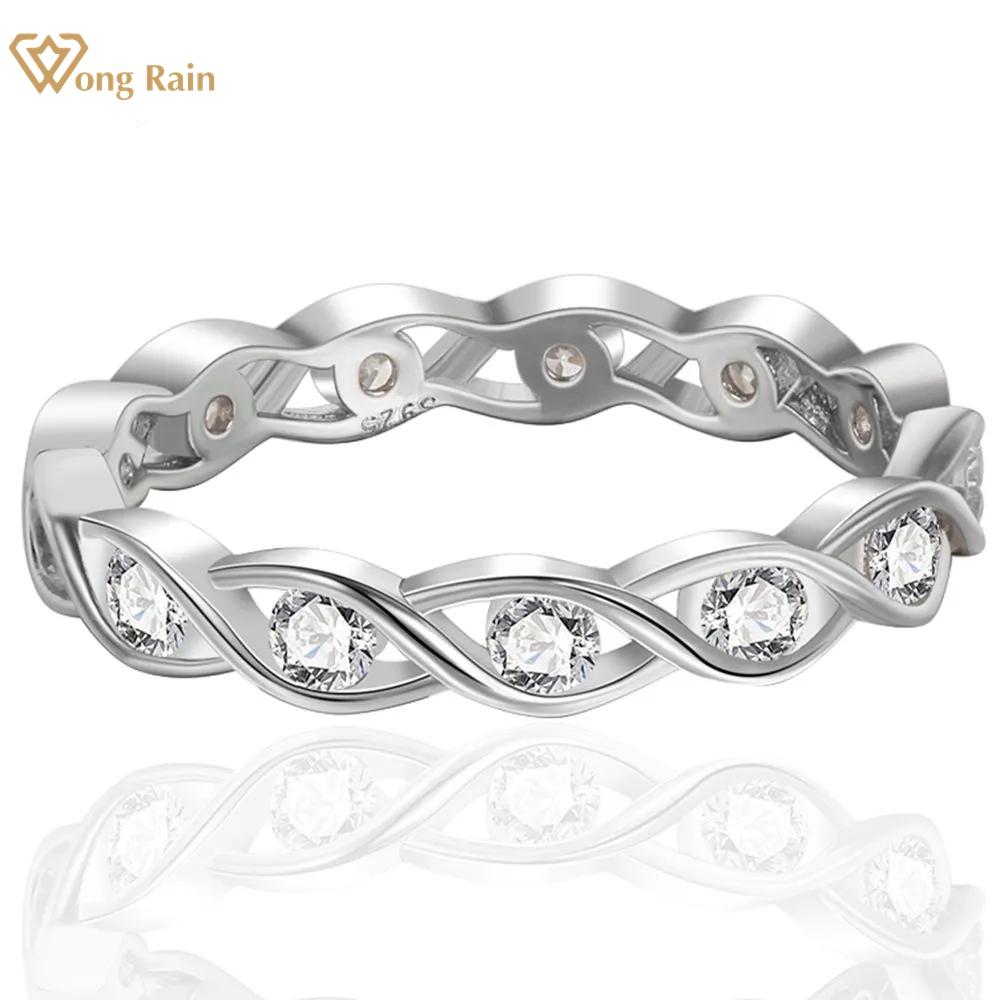 

Wong Rain, 100% стерлинговое серебро 925 пробы, круглая огранка, AAAAA, цирконы, драгоценный камень, тонкое кольцо для женщин, ювелирные изделия, подарки для свадебной вечеринки US 5 белый
