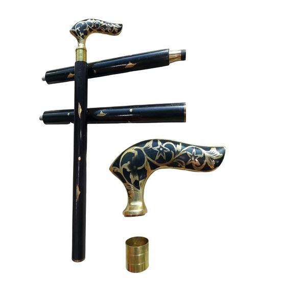 Dolchi  Walking Stick Cane with Brass Handle Perfect Gift for Grandpa and Grandma  93.98 cm
