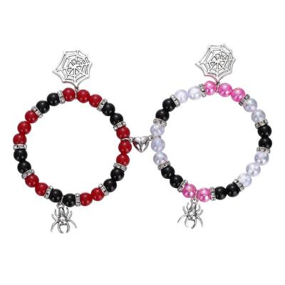 Spider Friendship Bracelets Cosplay Costume Accessories Couple Relationship Distance Bracelet Heart Stone Beads Charm CLE