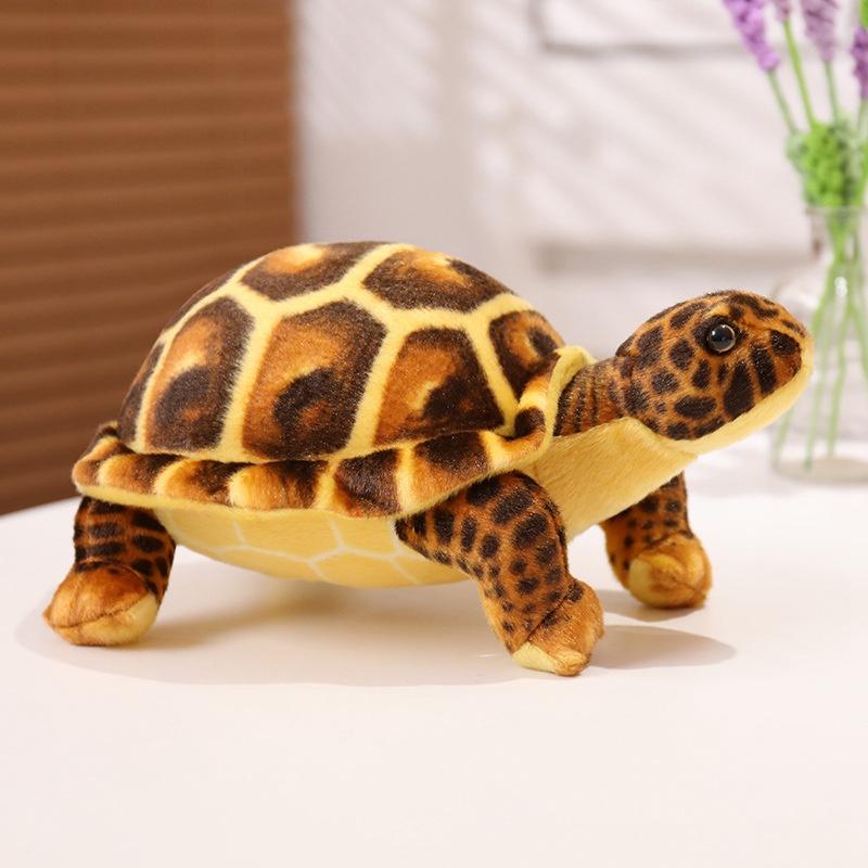 

European Turtles Plush Toy Mascot Realistic Stuffed Animal Turtle For Good Luck 30cm Height коричневий