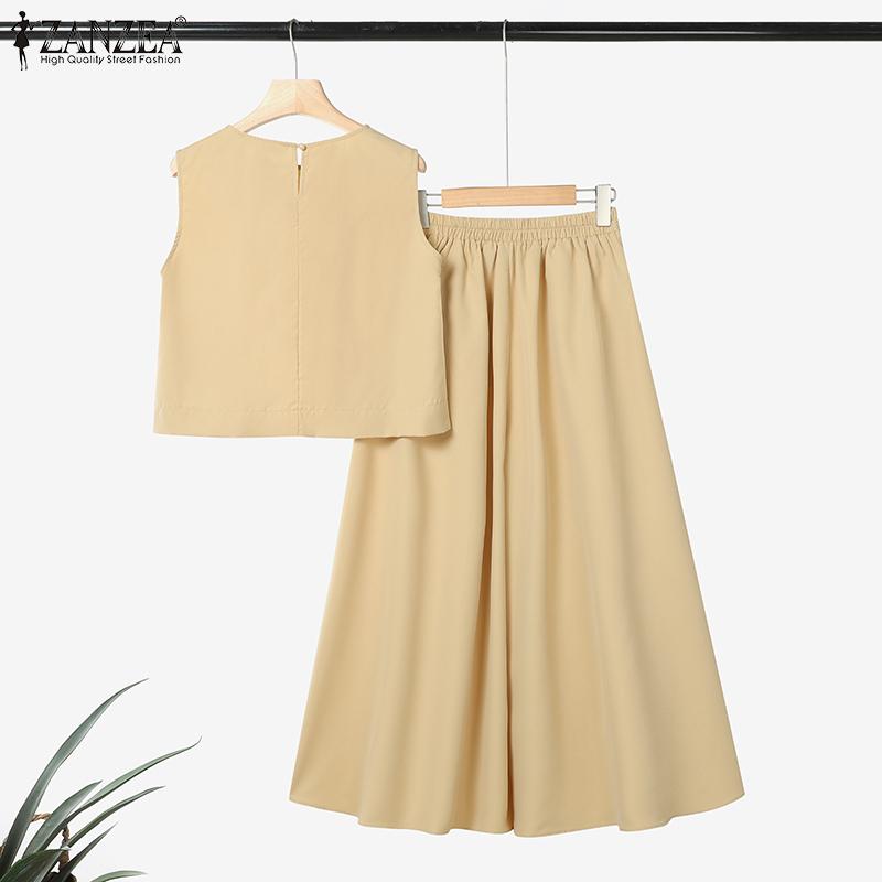 ZANZEA Women Sleeveless Tank Tops and Wide Leg Pants Summer Two Piece Suit Sets