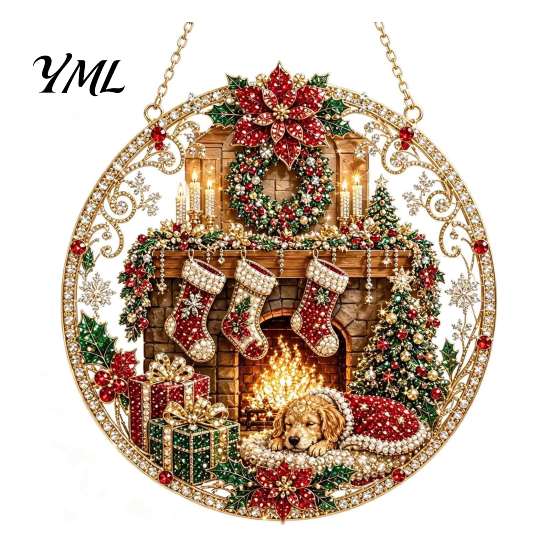 Innovative Holiday Gifts for Relatives Christmas Hanging Diamond Art Ornament, 2D Acrylic Pearl Painting Ornaments Tree Pattern Suncatcher,