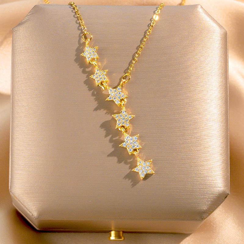 

Minimalist Star Clavicle Chain Fringe Pendant Necklace for Women Trendy Titanium Steel Fashion Jewelry
