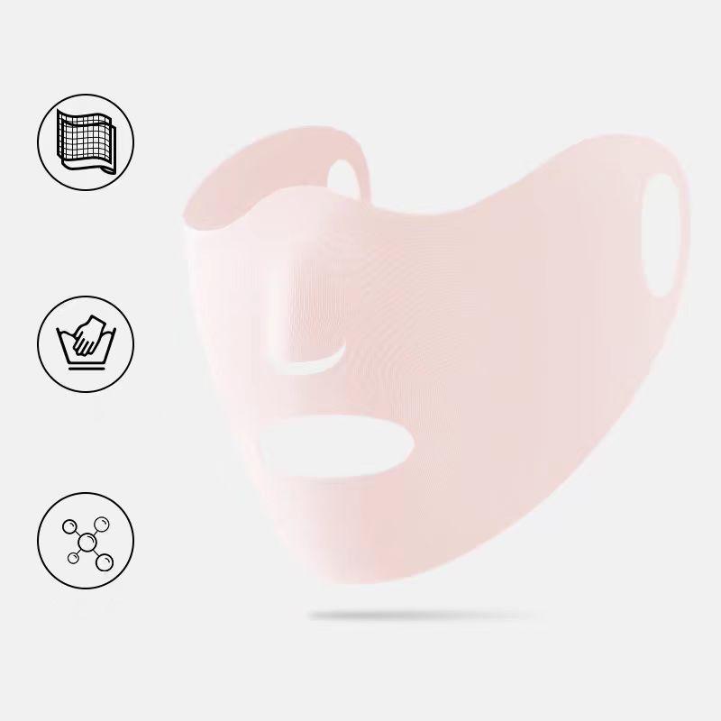 Outdoor Sports Sunscreen Facial Mask For Women Sun Uv Protection Breathable Ice Silk Face Veil Ear Hanging Face Cover Mask
