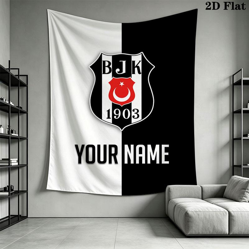 Custom Beşiktaş J.K Wall Hanging Printed Fabric Blanket Decorative Tapestries for Bedroom Living Room Home Decor