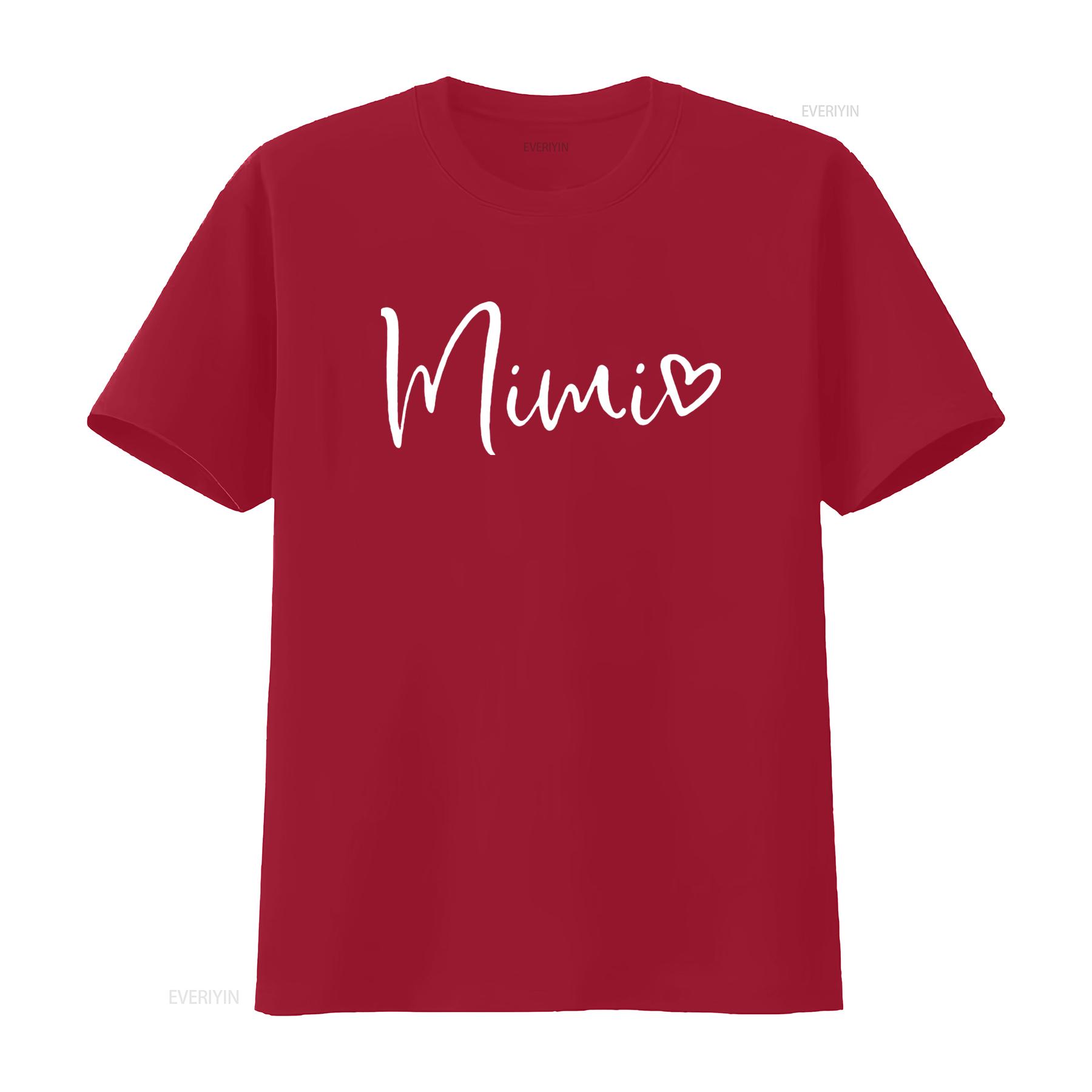 

Womens Mimi T Shirt Heart Print For Grandma Casual Top Black 2XL vintage Washed graphic Stretched Unisex Versatile S