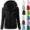 Women's Fashion Solid Colour Sweatshirt Loose Hooded Plush Zip Up Jacket Top