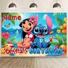 Lilo and Stitch Backgrounds for Children's Birthday Party Decoration, Tropical Flower Photo Background, Personalized Baby Shower Banner