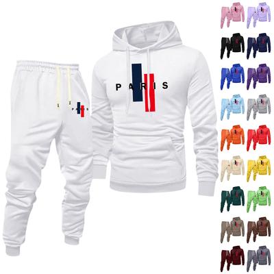 Erkek Baskılı Kapüşonlu Sweatshirt ve Eşofman Altı Günlük Spor Takım