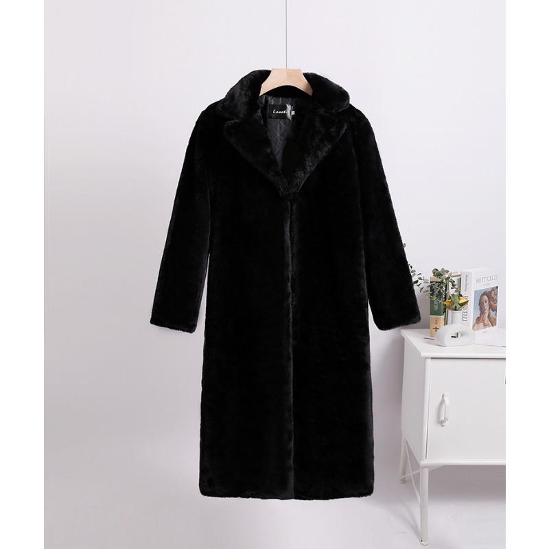 Winter Loose Mink Fur Imitation Fur Stitching Mid-Length Coat Fur Suit Collar Women's Overcoat