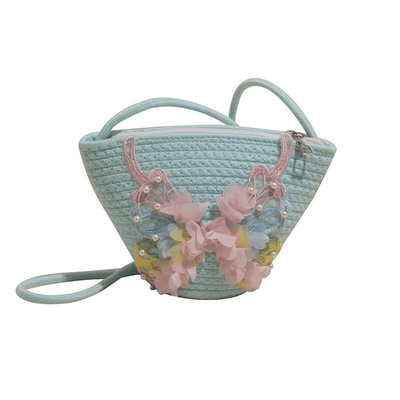 

Exquisite and cute butterfly contrasting color woven women s basket bag 25 new personalized embroidered thread women s shoulder messenger bag синій