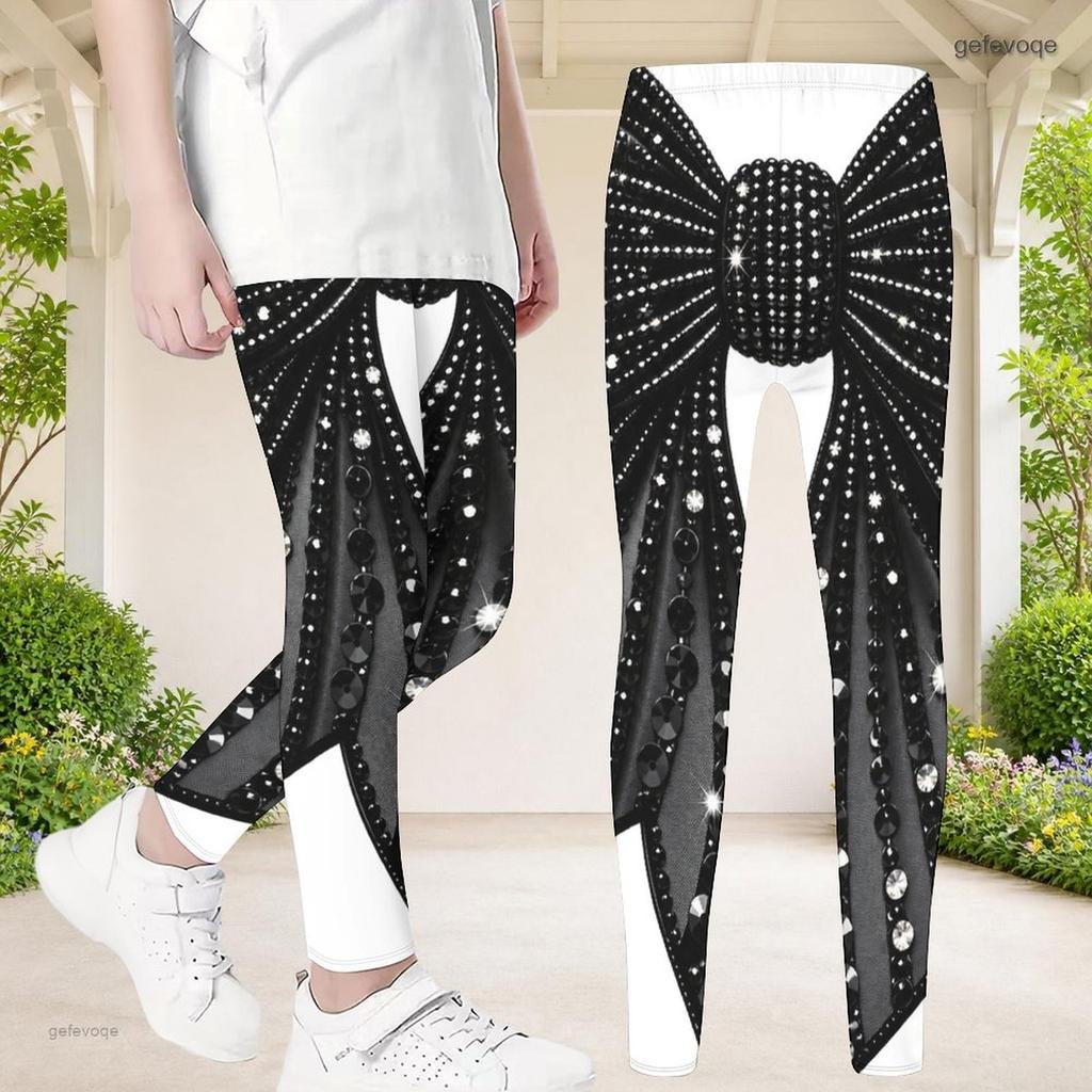 Girls Full Length Fitted Floral Printed Yoga Leggings Stretch Waist