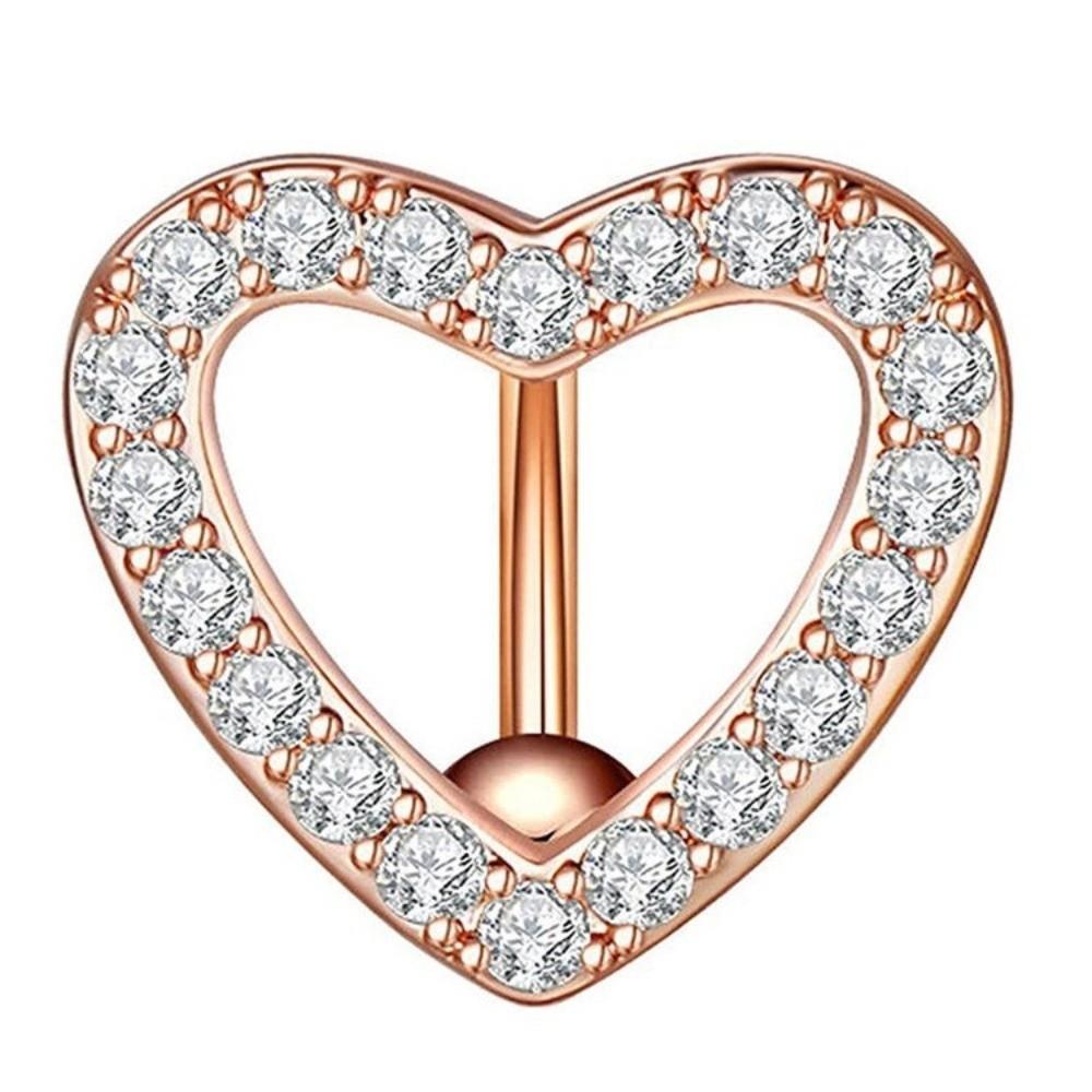 Stainless Steel Heart Belly Button Ring Sparkling Navel Ring Fashion Navel Barbell Jewelry  Women