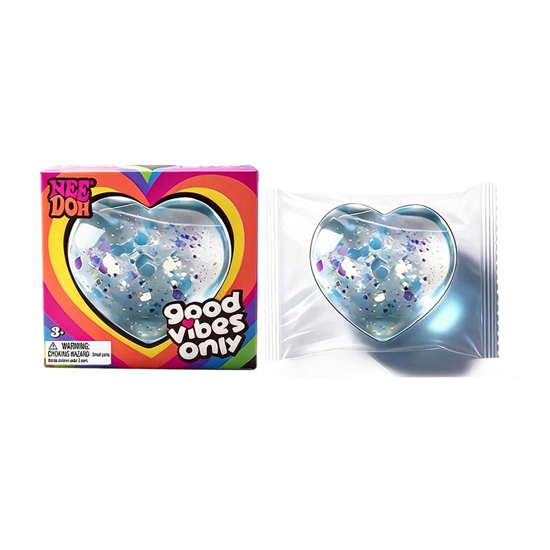 Needoh Kun Gode Vibrationer Hjerte Legetøj Glitter Gennemsigtig Stresslindring Beroligende Humørforbedrende Sensorisk Fidget Fødselsdag For Voksne Gave