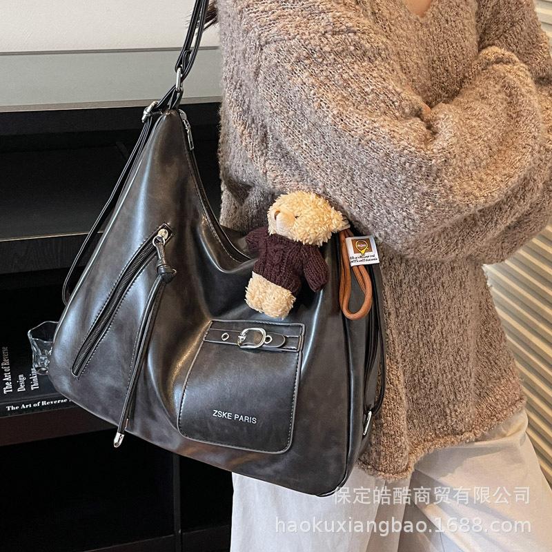 Retro Commuter Tote Bag Women's Large Capacity 2025 New Autumn and Winter Casual Shoulder Messenger Bag Multi-functional Backpack