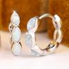 Elegant Two Colors Available Marquise Opal Hoop Earrings for Women Daily Wear and Party
