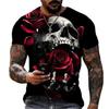 Men's Casual T-Shirt, Gothic Skull Heart Hands Graphic Black Short Sleeve Crew Neck Tee Cool Streetwear Halloween Fashion Top