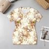 V-Neck Short Sleeve Floral Dress, Sophisticated Style, Slim Fit, Soft Fabric, Versatile for Beach Vacation & Party