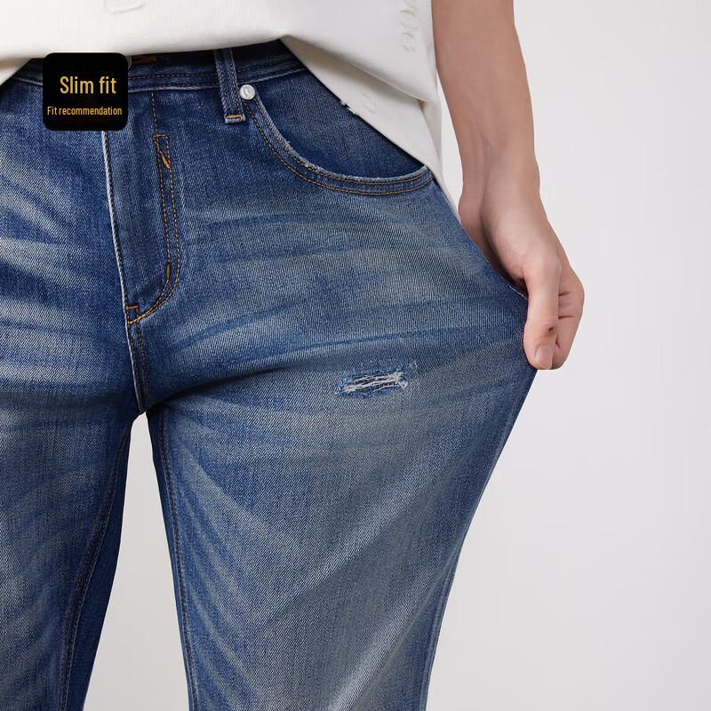 

Мужские джинсы Cabbeen из лайкры, высокоэластичные, рваные, зимние 36/190/3XL