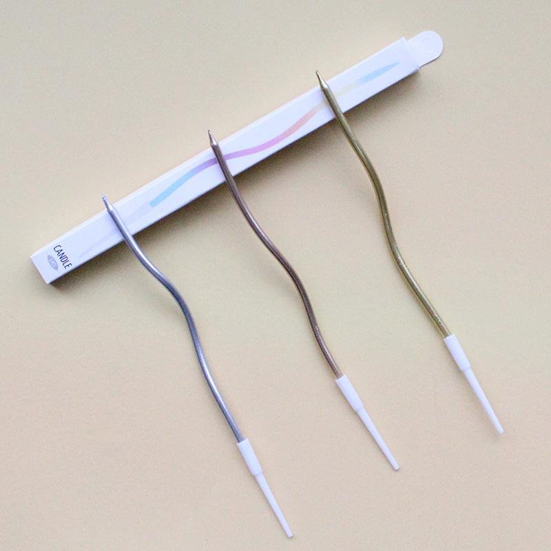 Boxed Gold Plated Single Curved Birthday Cake Candle Party Baking Decoration Golden Silver Curved Candle