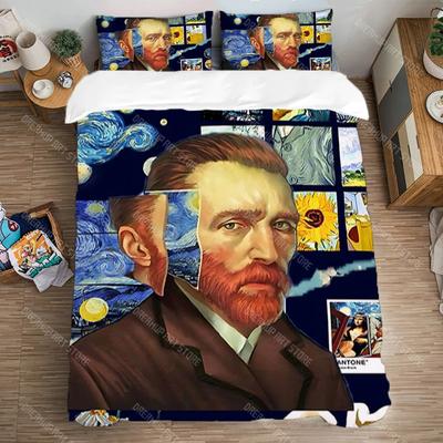 Juego de Cama Juego de Funda Nórdica Individual Doble Tamaño Grande Moda Queen Camas Juegos de Edredón Decoraciones de Cama Funda de Almohada Van Gogh Arte