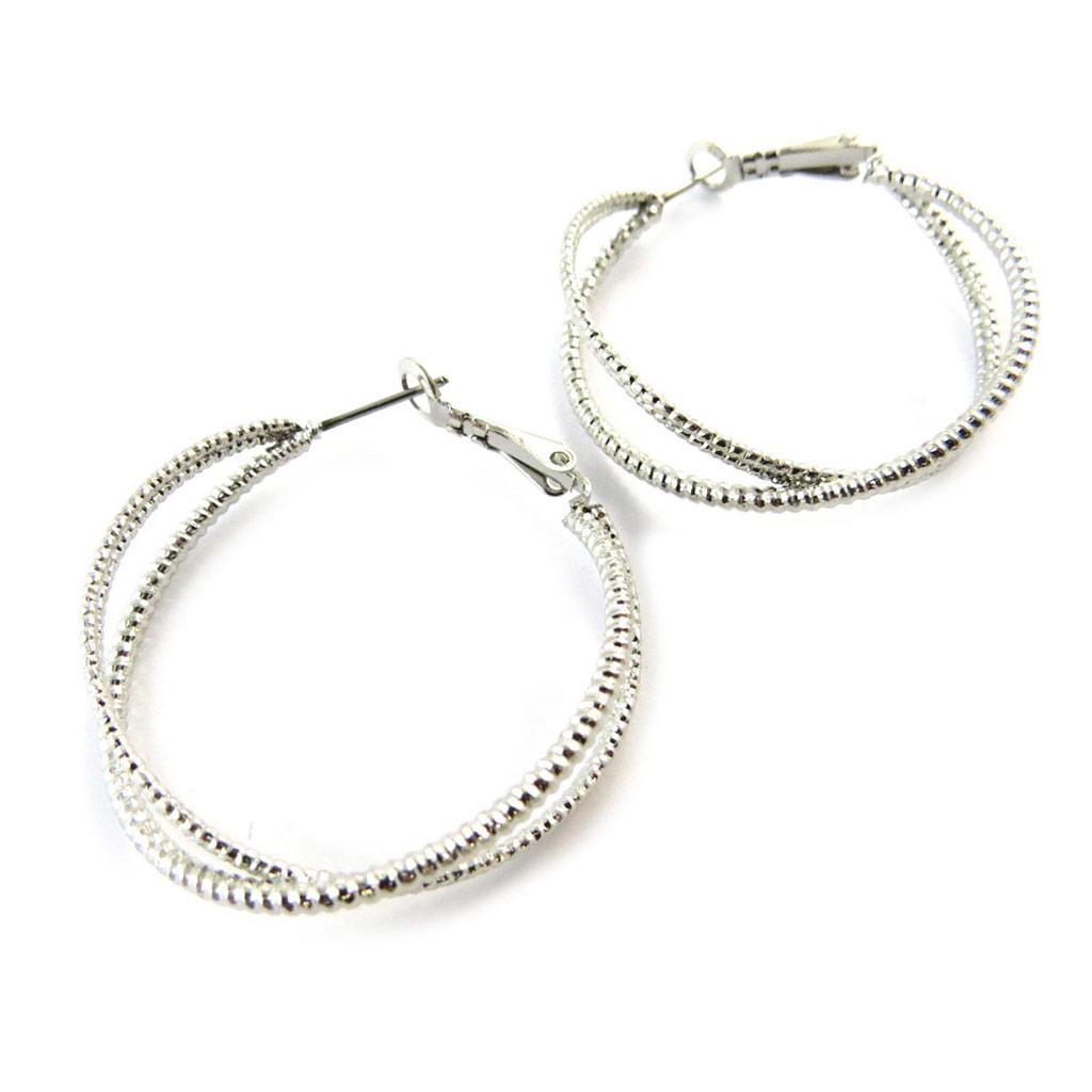 Les Trésors De Lily [N6289] - Silver 'Choréographie' Hoop Earrings Ø 40 Mm 15 Mm