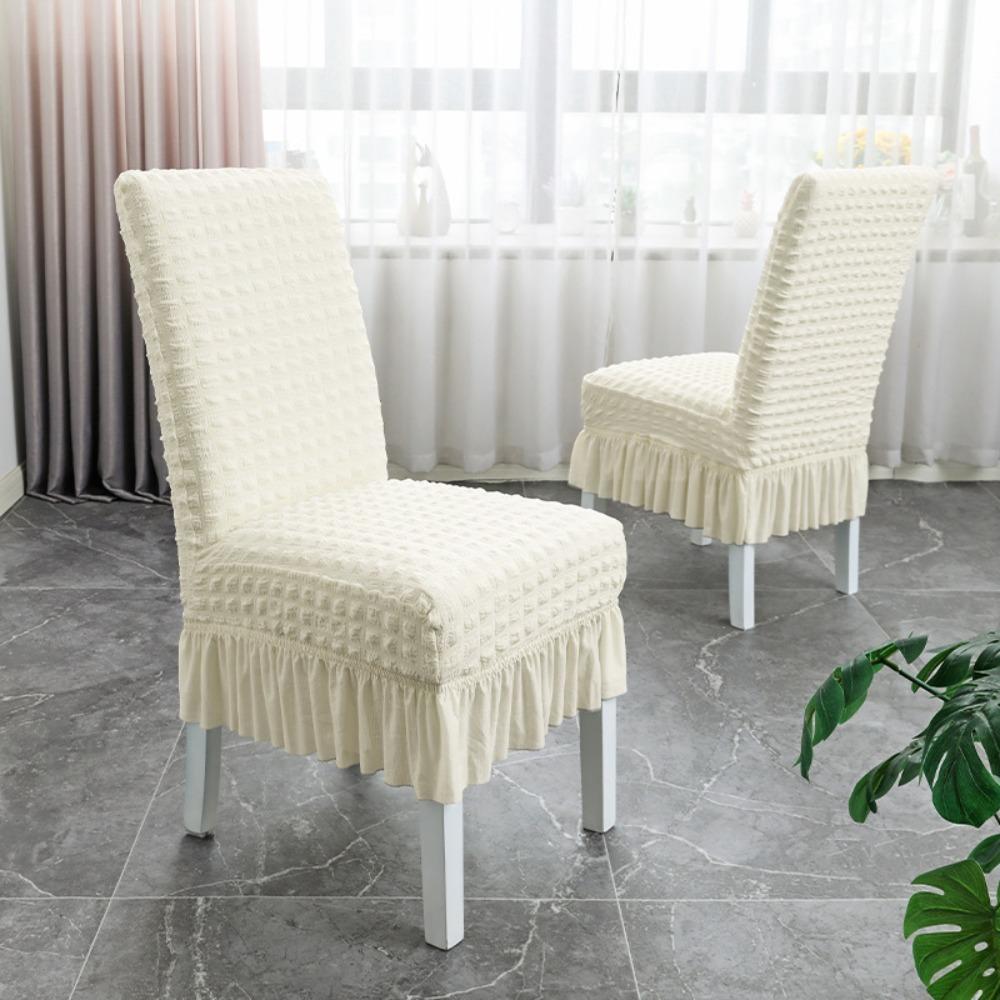 1PC Seersucker Chair Cover Elastic Stretch Chair Slipcover Kitchen Hotel Wedding Banquet